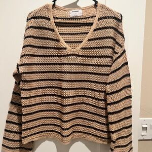 Old Navy Women's Striped Sweater - Black and Tan